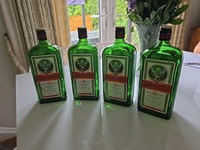 Jagermeister Lot Of 4 Empty Green Glass Liquor bottle 1L Upcycling Craft Jager