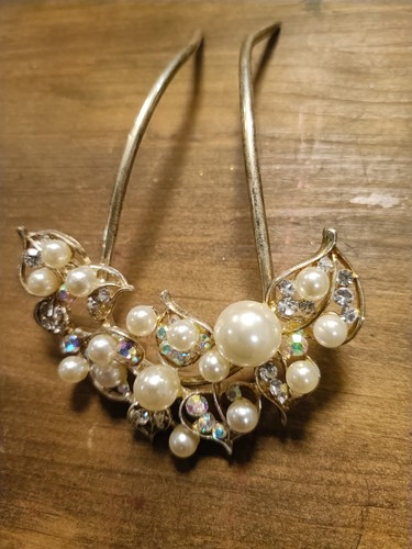 Bridal pearl rhinestone hair - pearl,