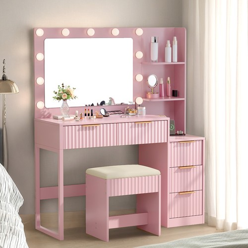 Fluted pink vanity - fluted,