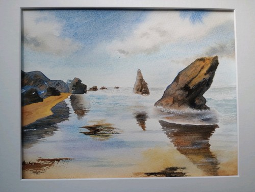 Original watercolour coast - original,