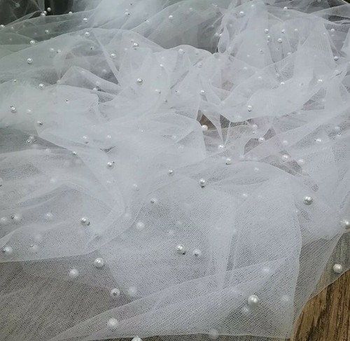 White pearl tulle - , fabric