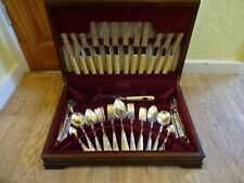  VINTAGE Silver Plate/Stainless Steel CUTLERY CANTEEN T Cork Sheffield 58 Piece