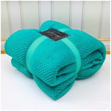 LUXURY POPCORN WAFFLE BLANKET FLEECE TRAVEL THROW SOFA BED WARM COSY EXTRA LARGE