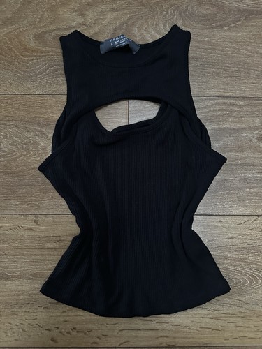 Black ribbed cut out - ribbed, cut-out