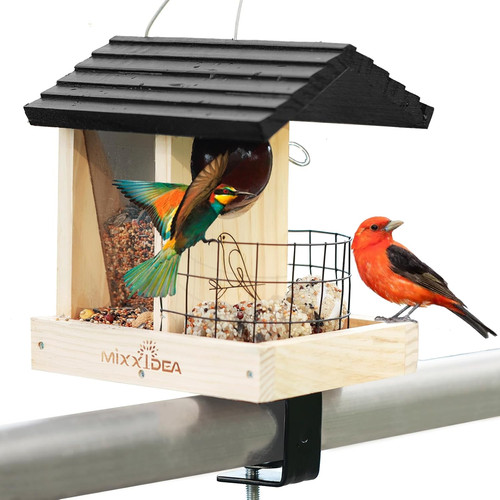 Wooden deck bird feeder for - wooden,