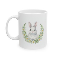 Cute Rabbit Coffee Mug Floral