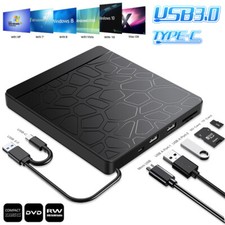 External USB / Type C CD DVD  Drive CD Player Disc Reader for Windows Mac OS UK