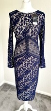 Next Navy Lace Dress Nude Lining Size 10 BNWT RRP £60 - A835