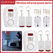 2PCS PIR Sensor Motion Wireless Alarm Remote Controls Shed Garage Home Security