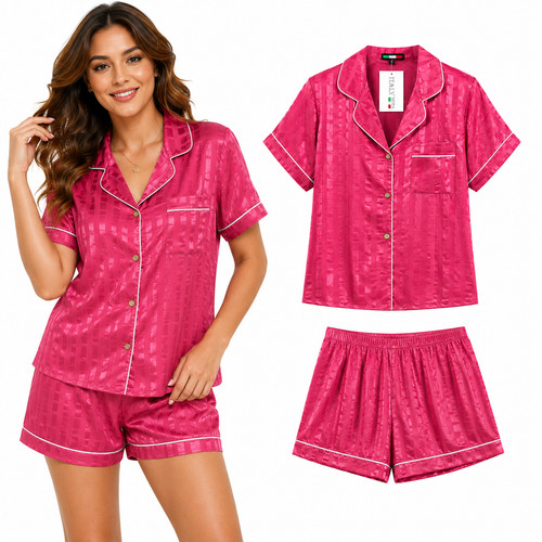 Women satin pyjamas - satin, nightwear