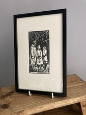 Framed Black & White Print Picture Depicting 3 People In Crescent Street