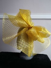 gold colour crin fascinator headband headpiece wedding party race ascot bridal