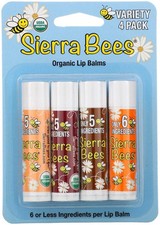 SIERRA BEES Organic Lip Balms (4 PACK) Black Cherry, Coconut, Grapefruit, Tanger