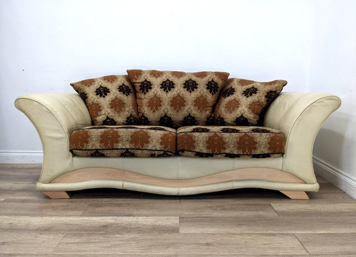 Sofa seater cream - cream, leather