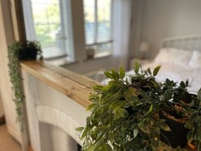Handmade Wooden Mirror With A Shelf Waxed In An English Oak Finish