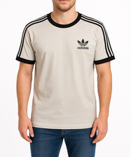 Men's Adidas Originals 3 Stripes Cotton T-shirt Crew Neck Short Sleeve Top Tee