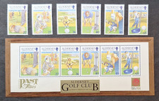 Alderney, Guernsey: 30th Anniversary of Golf Club; complete mint set +mini sheet