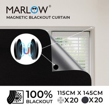 Marlow Magnetic Blackout Blind 100% Blockout Shades Window Curtains 115x145cm