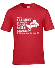 Plumber Mens T-Shirt Funny Gift Work Plumbing Big Snake Rude Joke Job For Him