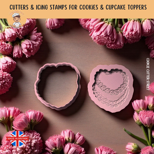 Vintage heart lambeth cake - lambeth,