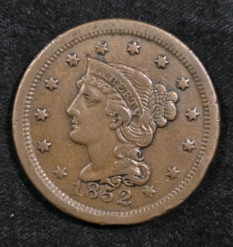 1852 coronet cent choice - coronet,