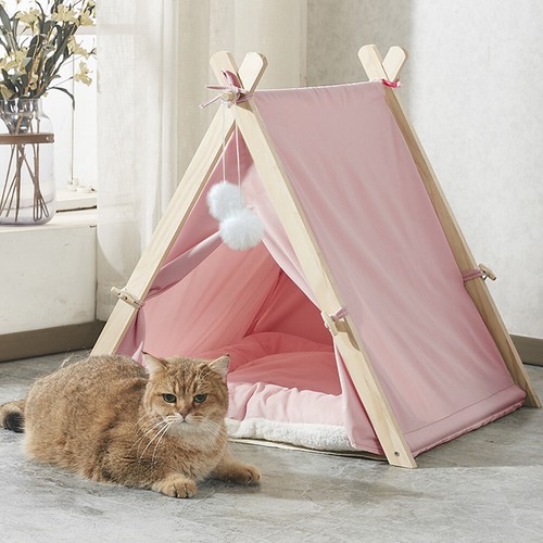 Wooden pet teepee bed - wooden,