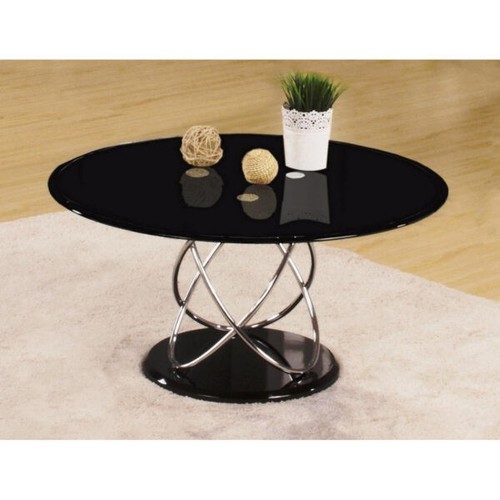 Coffee table black glass - black, round