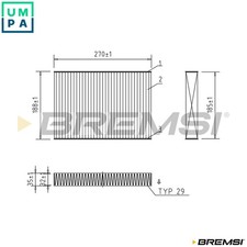 FILTER CABIN AIR FC0942C FOR PEUGEOT 508/SW/Van 4HL9HL /BHX /BHZ /9HR5GZ 1.6L