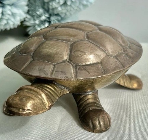 Vintage brass turtle trinket - vintage,