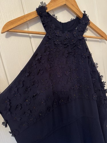 Coast navy blue chiffon - chiffon, flower