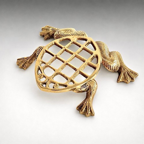 Vintage brass frog trivet - vintage, hot