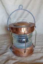 Copper "Meteorite" brand Vintage ship nautical anchor light w/ fresnel lens