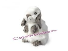 Sitting  Grey Lop Eared Rabbit  Plush Soft Toy  Teddy 10 year guarantee. 17 cm H