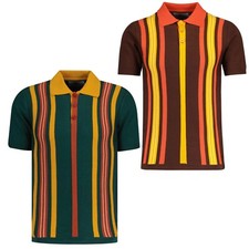NEW MADCAP MOD 60s 70s RETRO STRIPED KNITTED POLO SHIRT DR WHO Farlowe MC571