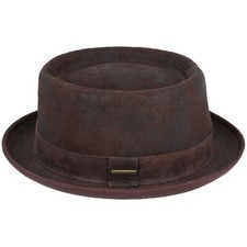 Men's 100% Sheepskin Leather Pork Pie Hat -Vintage PorkPie Leather Hat Handmade