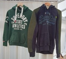 SUPERDRY HOODIES 2 x Designer Name Label Job Lot Green Blue Boys Men's Long Slee