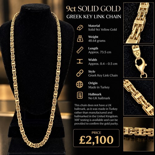 9ct solid gold greek key - 9ct,