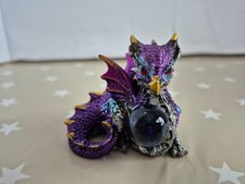 Small Purple Dragon Figure Holding An Orb Ornament