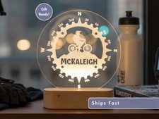 Custom Bicycle Nightlight, Unique LED Lamp Gift for Cyclists Room Decor