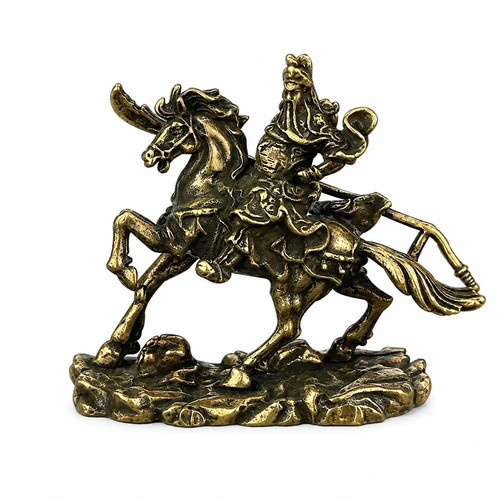 Antique brass guan horse - antique,