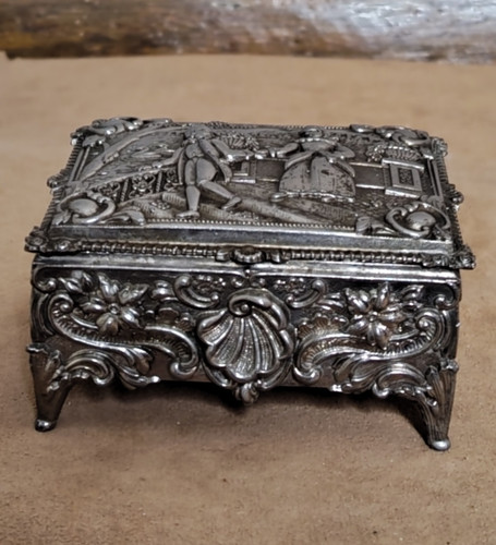 Vintage footed silver tone - vintage,