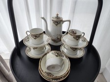 Kokura Japan Coffee Pot Set – Cup and Saucer -Bird of Paradise  – 11 Piece