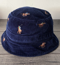 POLO RALPH LAUREN CORDUROY EMBROIDERED POLO PLAYERS BUCKET HAT SIZE L-XL BNWT