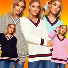 Womens Ladies V Neck Knitted