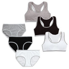 Girls Crop Top First Bra Knickers Brief Set Underwear Bralette Plain 8-16 Years