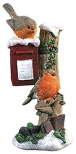 Christmas Robin Ornament Festive Robins On Post Box Mantelpiece Decoration 17cm