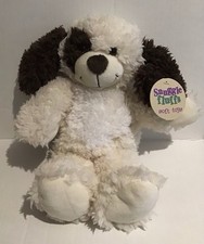 Card Factory Snuggle Fluffs Puppy Dog Cream Brown Patch Plush Soft Toy 28cm