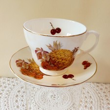 Vintage 1960 MAYFAIR  Fine Bone China Large Tea Cup & Saucer FRUIT&  NUTS Design