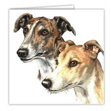 Greyhound pair greetings card