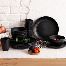 16/32PCS Set Black Dinnerware